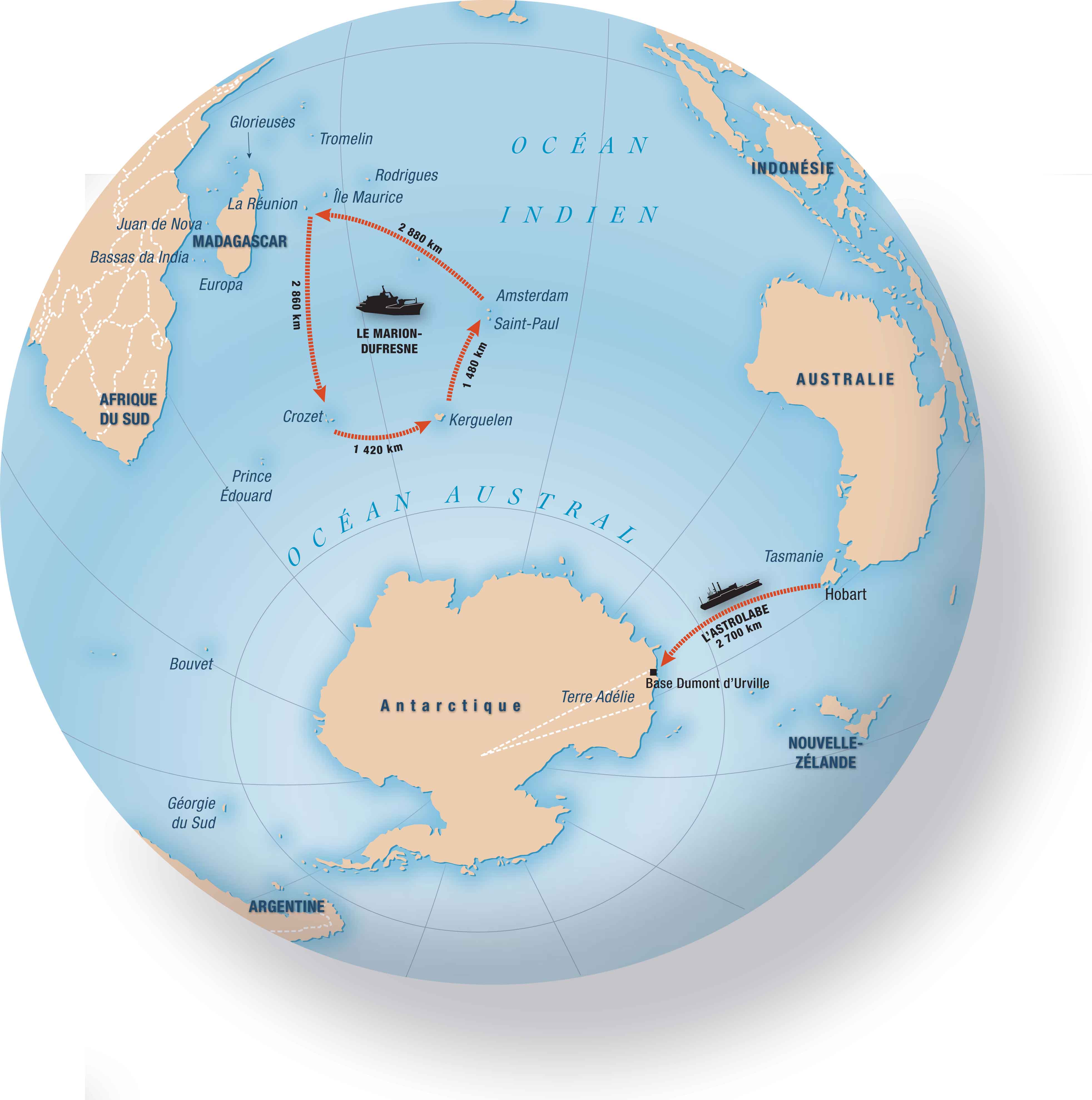 iles australes carte du monde